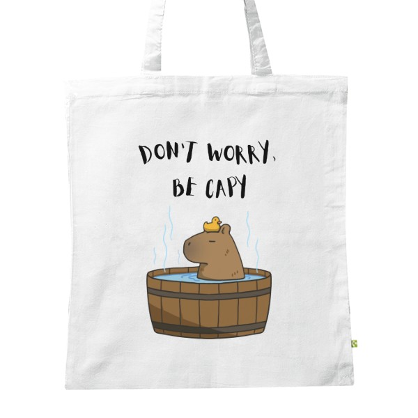 BIO plátěná taška s potiskem Don't worry, be capy