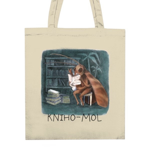 Taška z bio bavlny s potiskem Kniho-mol