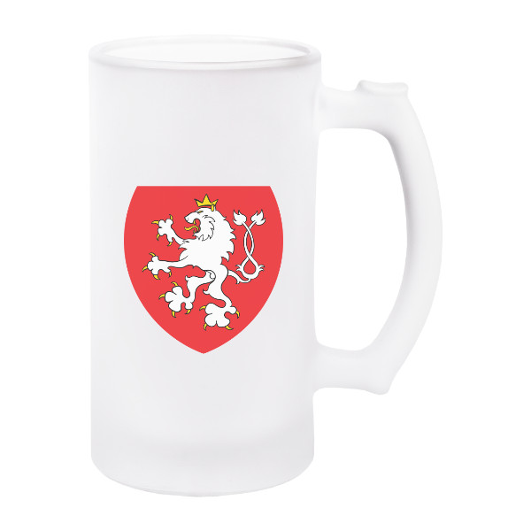 Korbel na pivo - matné sklo s potiskem Český lev